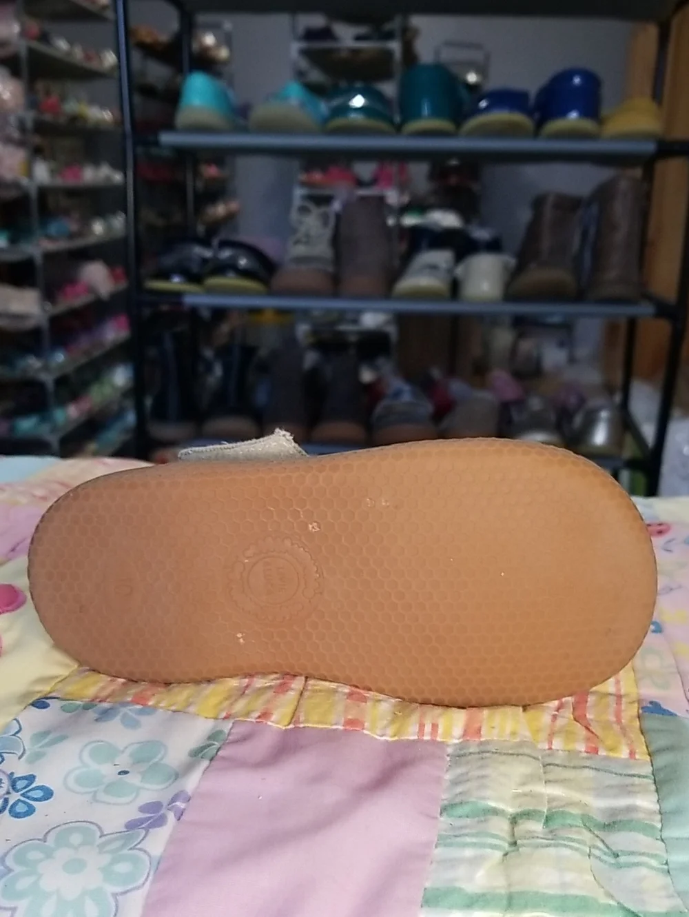 Livie & Luca Teal Canvas Mary Janes with Beige Strap Size 10 Carta II